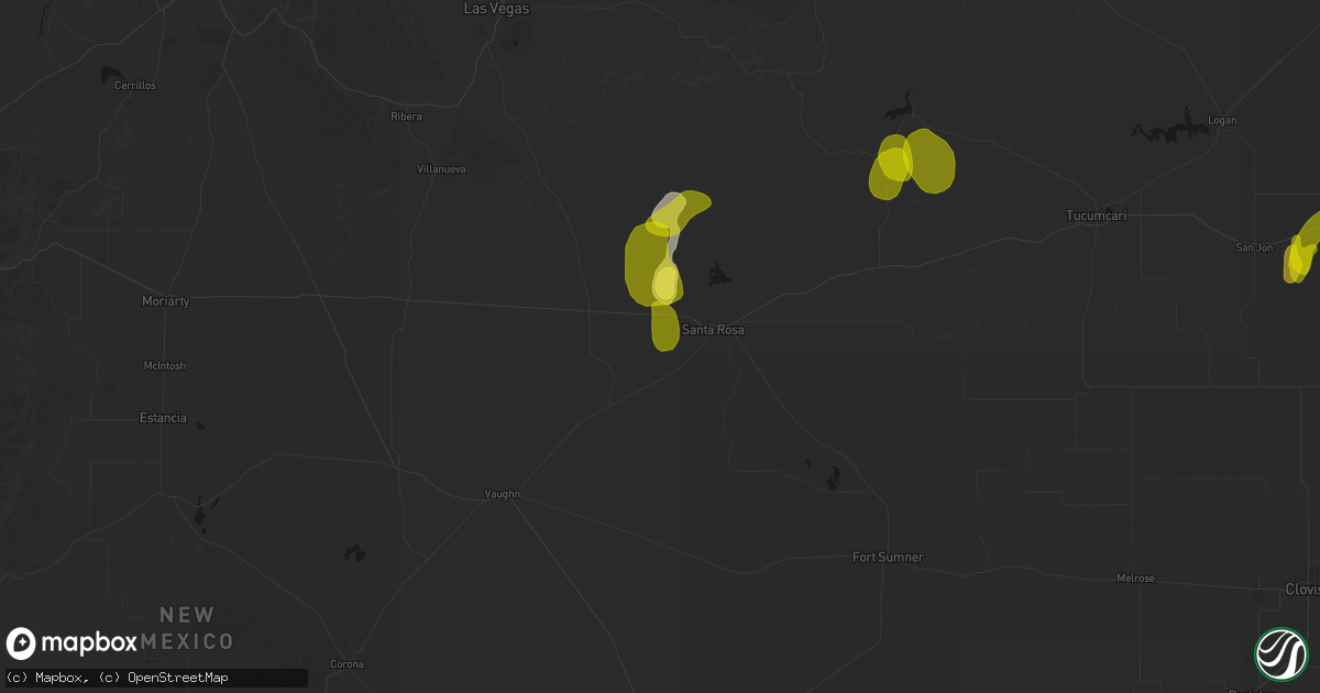 Hail map in Santa Rosa, NM on June 2, 2026