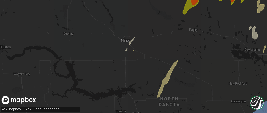 Hail map in Sawyer, ND on June 2, 2026