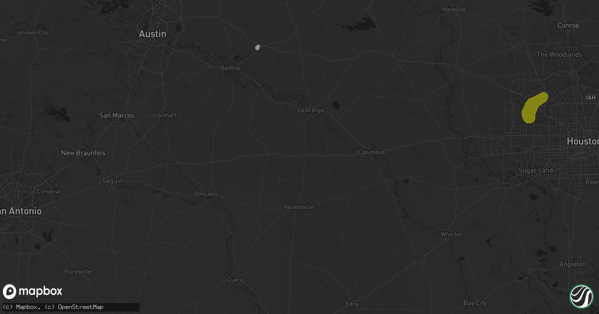 Hail map in Schulenburg, TX on June 2, 2026