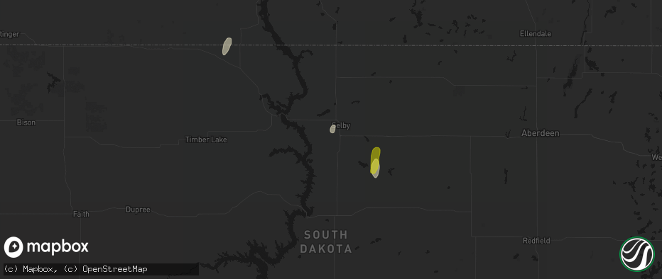 Hail map in Selby, SD on June 2, 2026