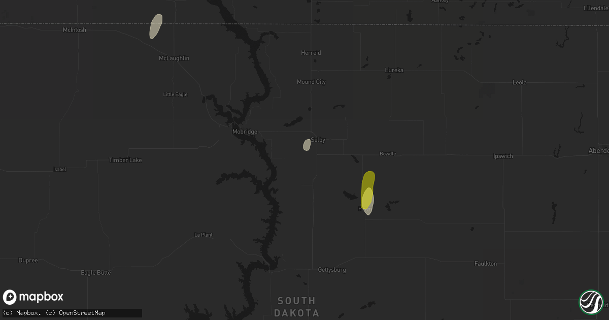 Hail map in Selby, SD on June 2, 2026