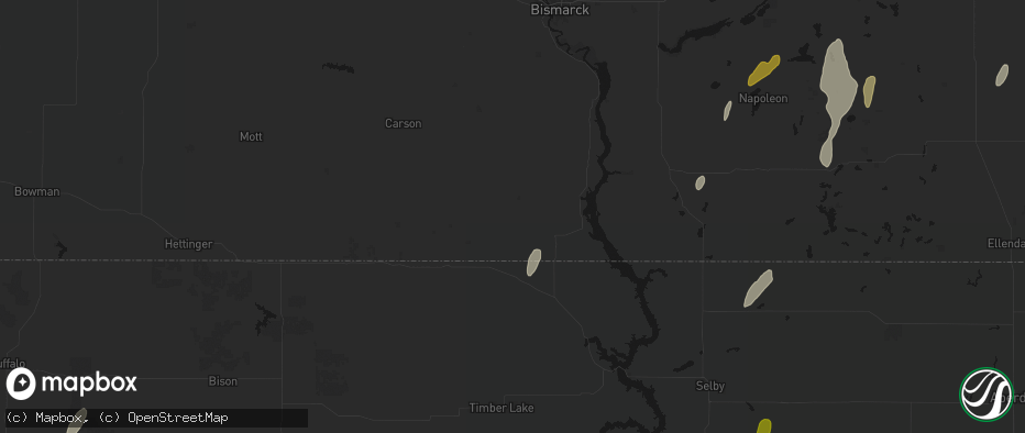 Hail map in Selfridge, ND on June 2, 2026