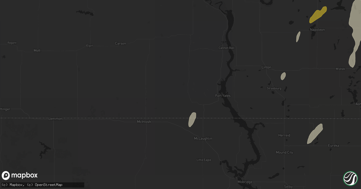 Hail map in Selfridge, ND on June 2, 2026