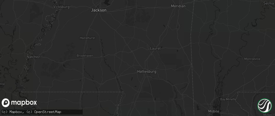 Hail map in Seminary, MS on June 2, 2026