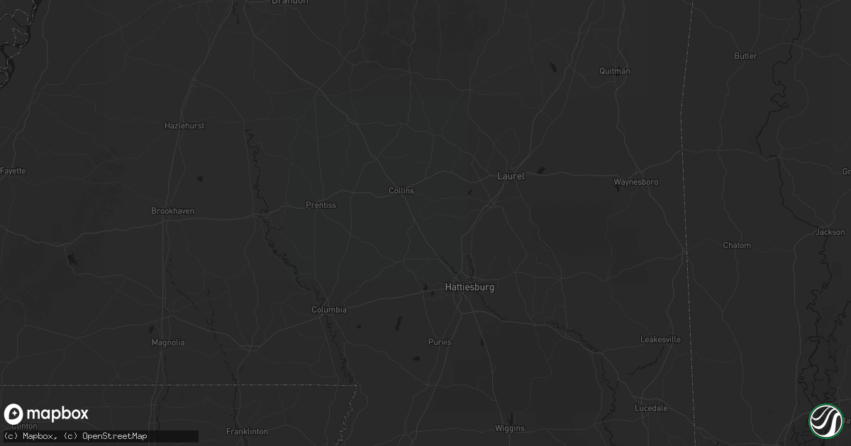Hail map in Seminary, MS on June 2, 2026