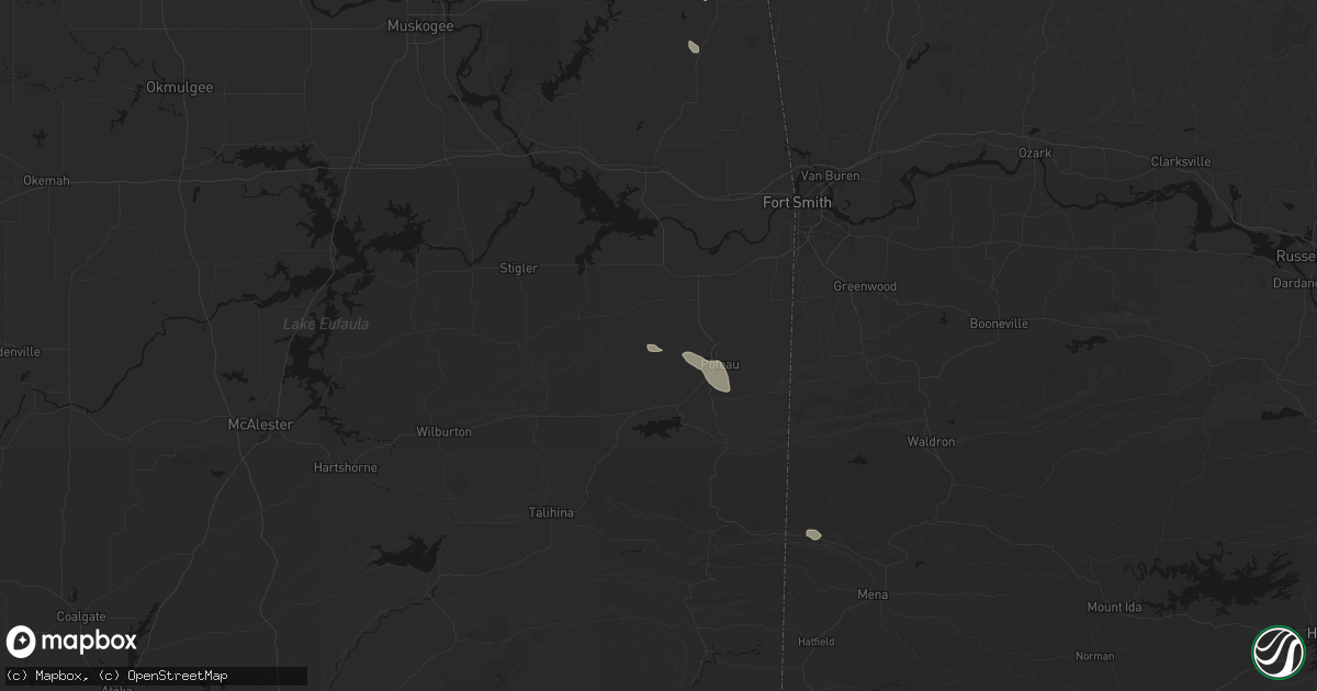 Hail map in Shady Point, OK on June 2, 2026