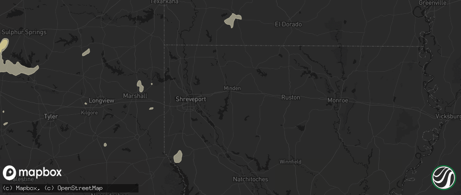 Hail map in Sibley, LA on June 2, 2026
