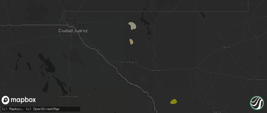 Hail map in Sierra Blanca, TX on June 2, 2026
