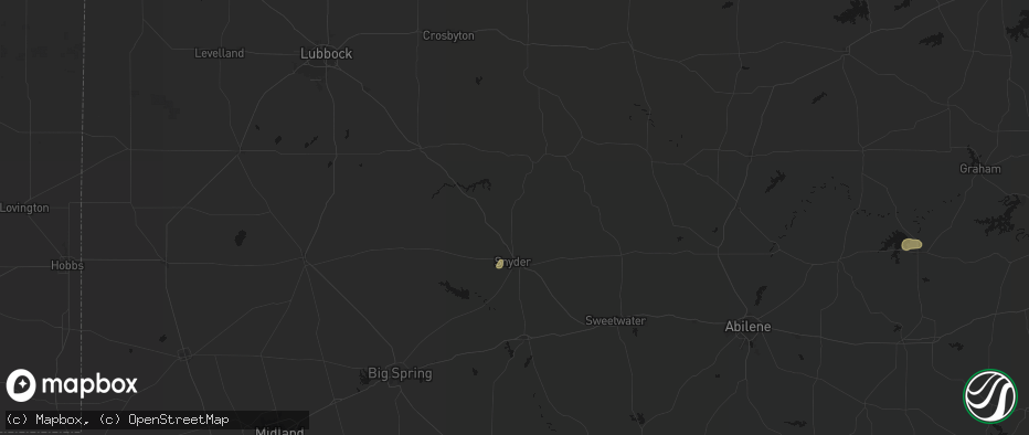 Hail map in Snyder, TX on June 2, 2026