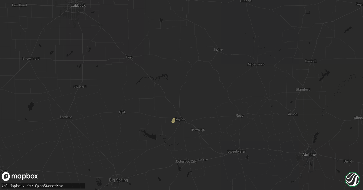 Hail map in Snyder, TX on June 2, 2026