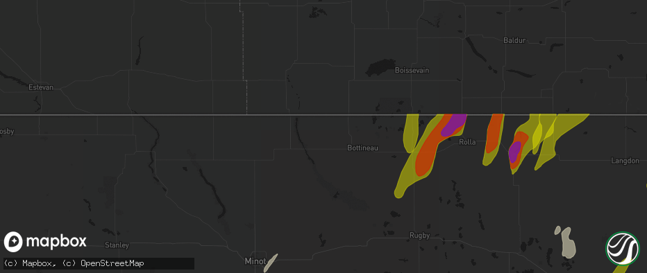 Hail map in Souris, ND on June 2, 2026