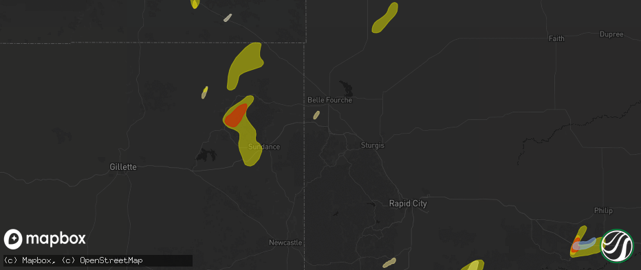 Hail map in Spearfish, SD on June 2, 2026