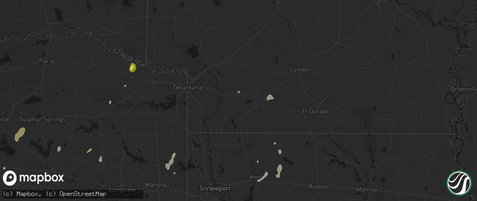 Hail map in Stamps, AR on June 2, 2026
