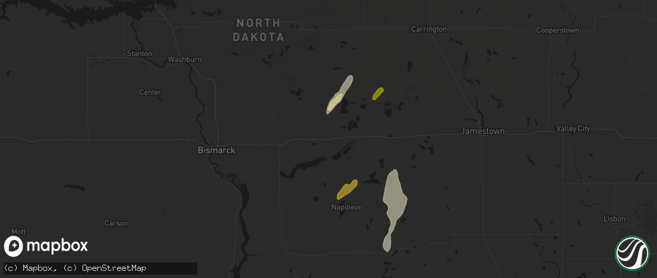 Hail map in Steele, ND on June 2, 2026