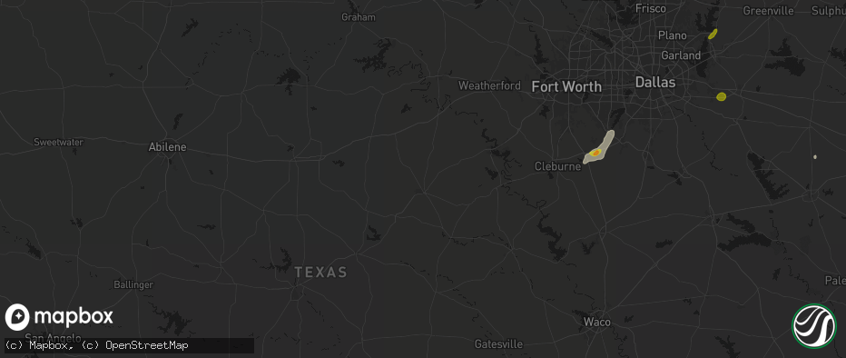 Hail map in Stephenville, TX on June 2, 2026