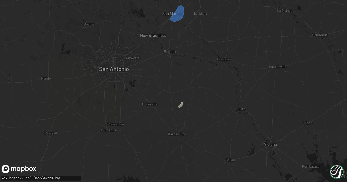 Hail map in Stockdale, TX on June 2, 2026