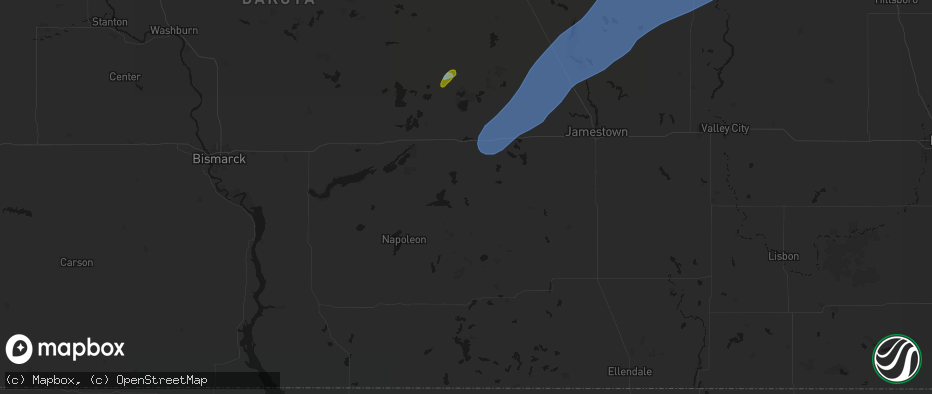Hail map in Streeter, ND on June 2, 2026
