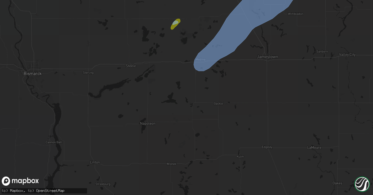Hail map in Streeter, ND on June 2, 2026