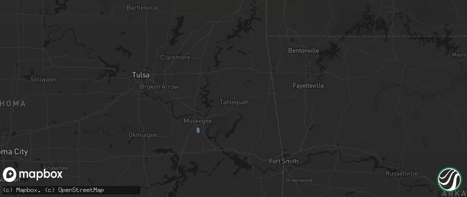 Hail map in Tahlequah, OK on June 2, 2026
