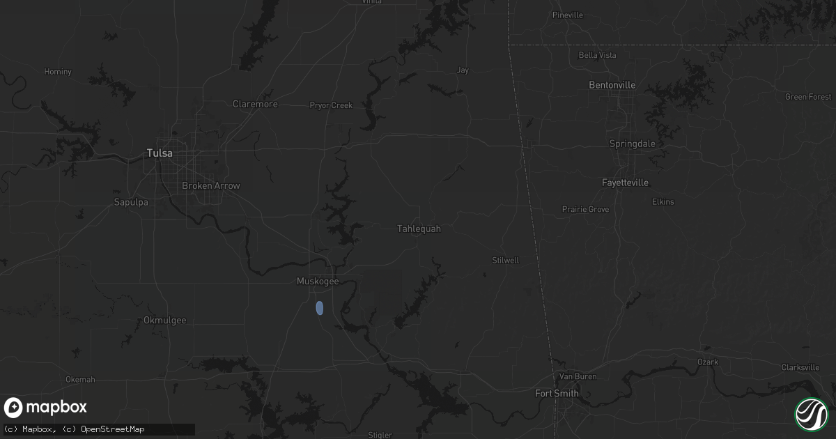 Hail map in Tahlequah, OK on June 2, 2026