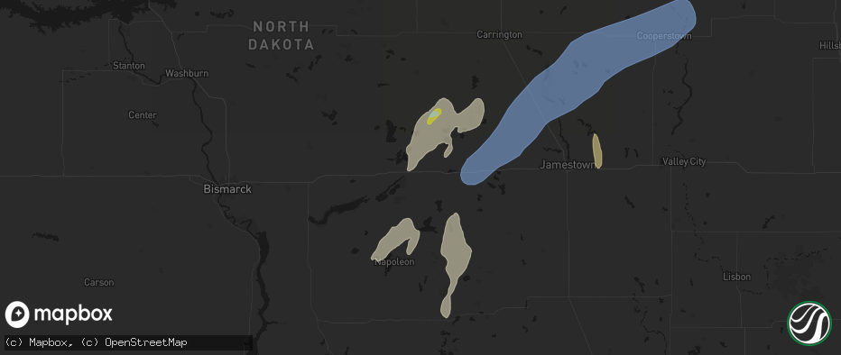Hail map in Tappen, ND on June 2, 2026
