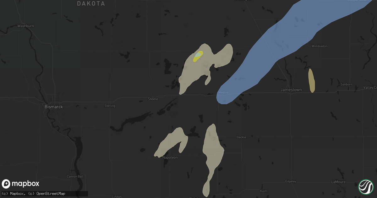 Hail map in Tappen, ND on June 2, 2026