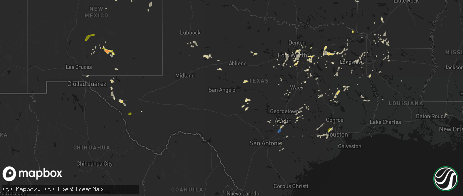 Hail map in Texas on June 2, 2026