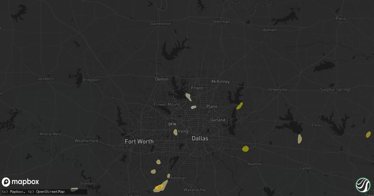 Hail map in The Colony, TX on June 2, 2026