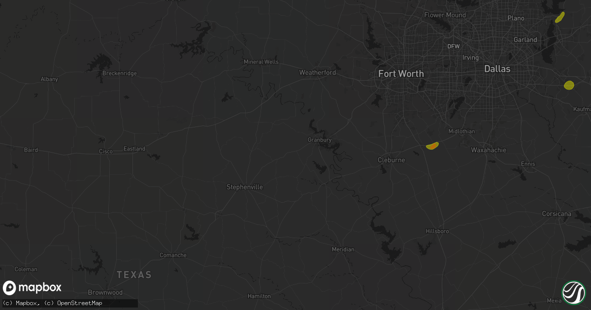 Hail map in Tolar, TX on June 2, 2026
