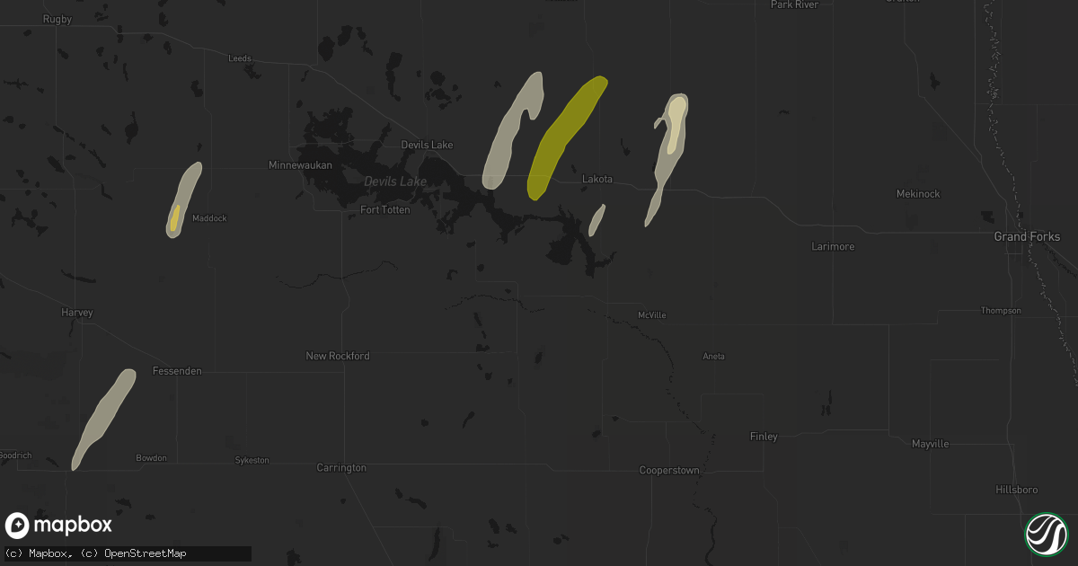 Hail map in Tolna, ND on June 2, 2026