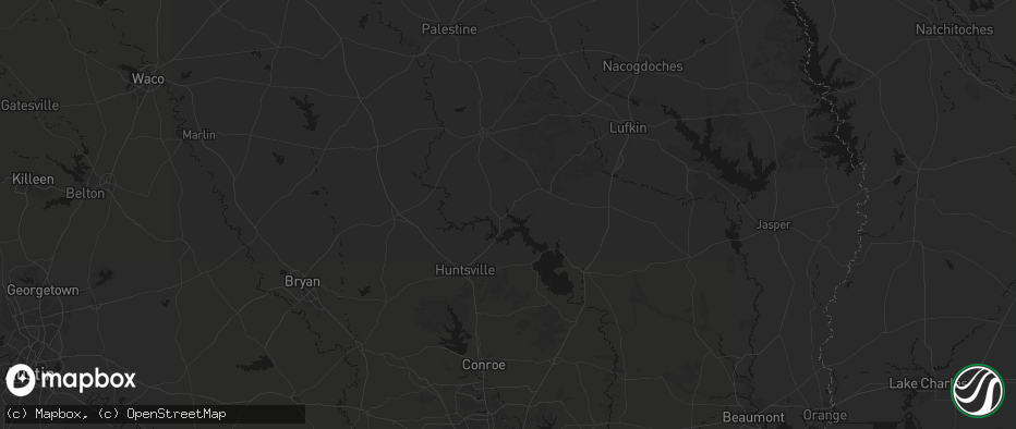 Hail map in Trinity, TX on June 2, 2026