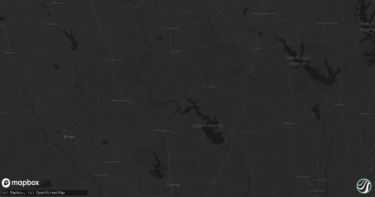 Hail map in Trinity, TX on June 2, 2026