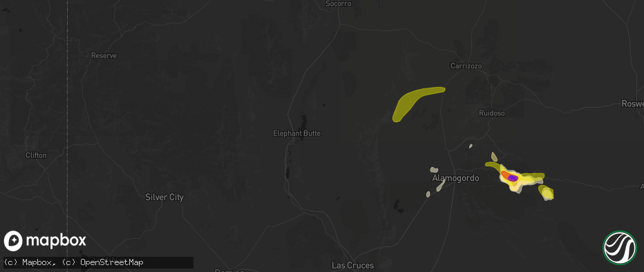 Hail map in Truth Or Consequences, NM on June 2, 2026