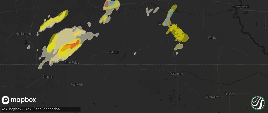 Hail map in Tuthill, SD on June 2, 2026