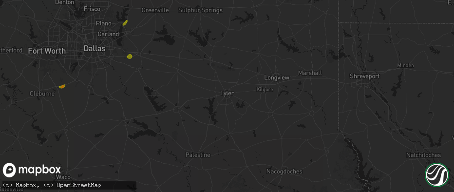 Hail map in Tyler, TX on June 2, 2026