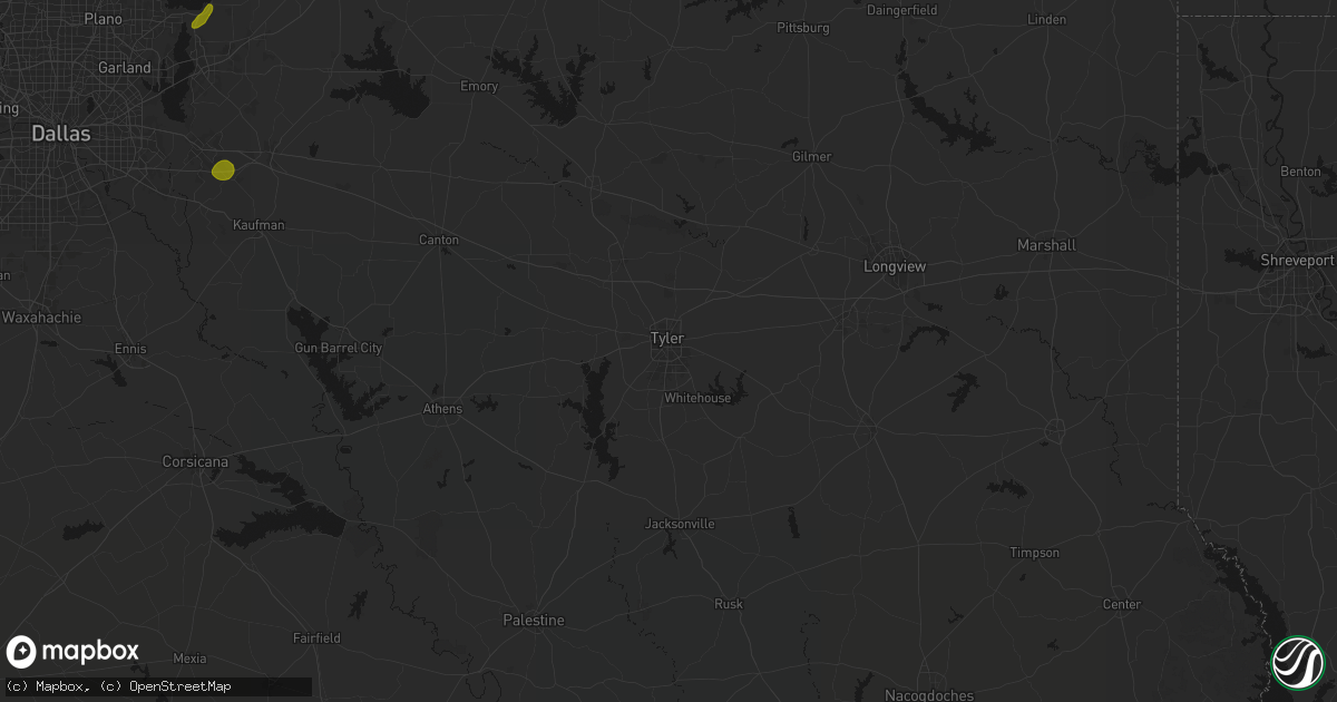 Hail map in Tyler, TX on June 2, 2026