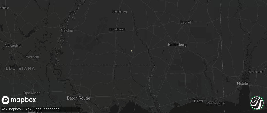 Hail map in Tylertown, MS on June 2, 2026