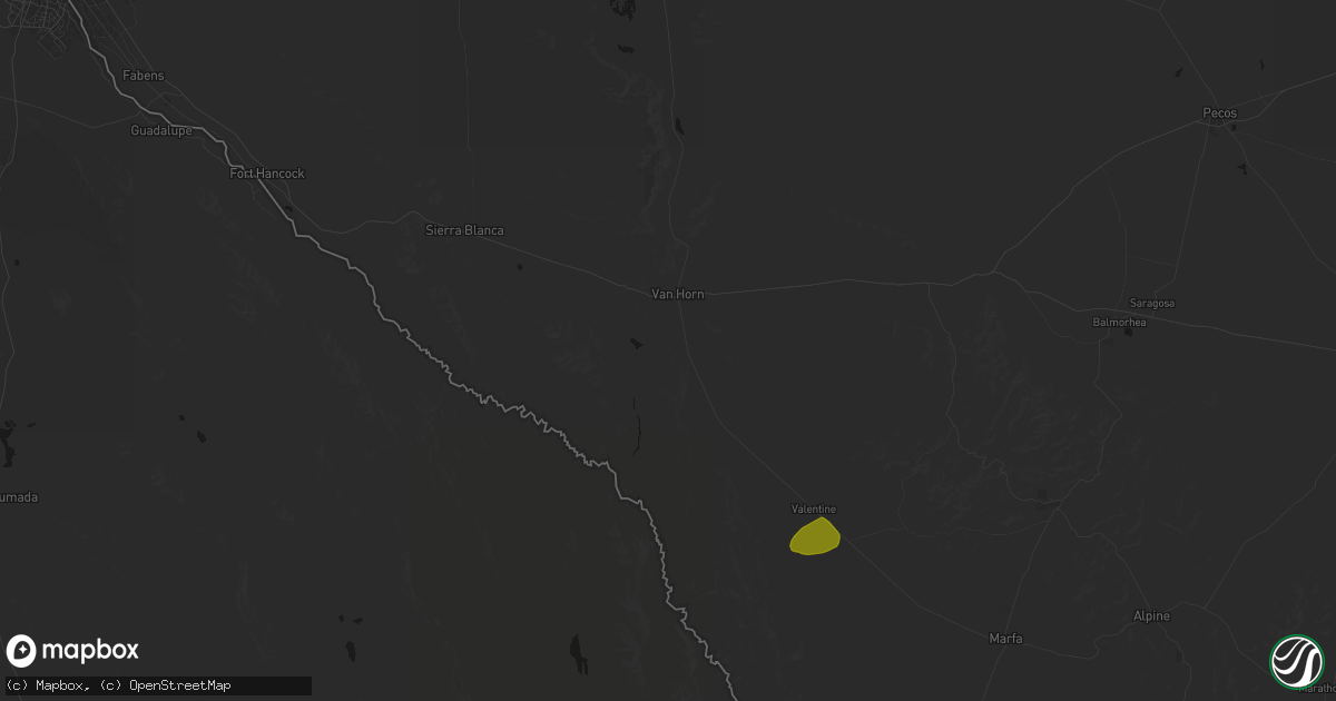 Hail map in Van Horn, TX on June 2, 2026
