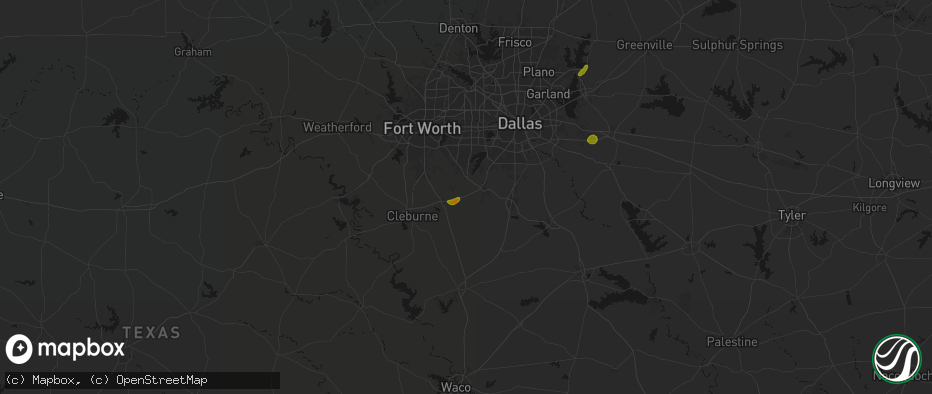 Hail map in Venus, TX on June 2, 2026