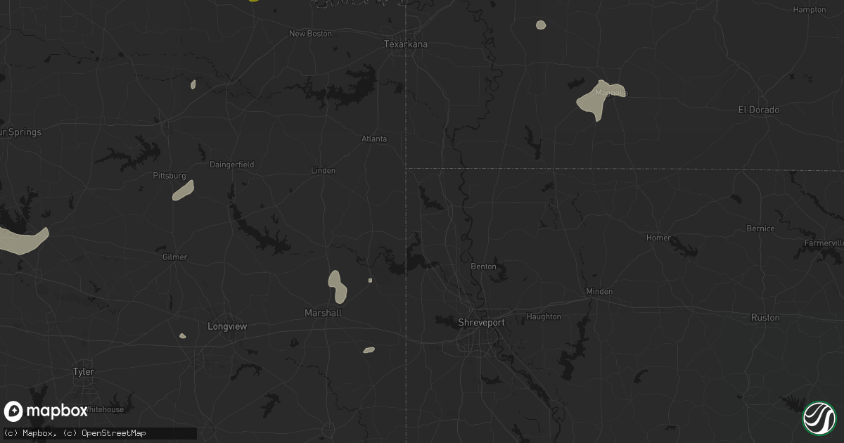 Hail map in Vivian, LA on June 2, 2026