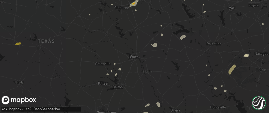 Hail map in Waco, TX on June 2, 2026