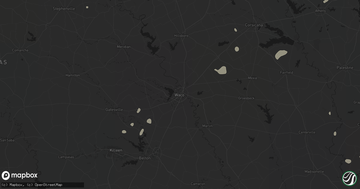 Hail map in Waco, TX on June 2, 2026