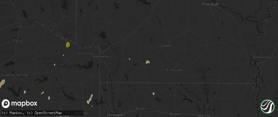 Hail map in Waldo, AR on June 2, 2026