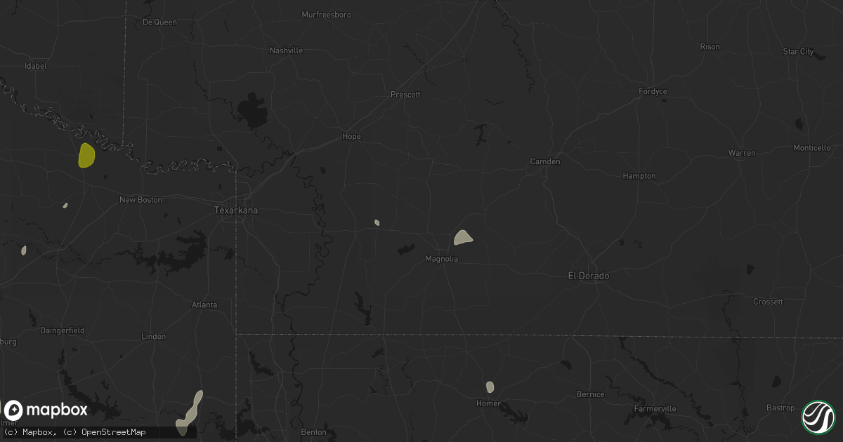 Hail map in Waldo, AR on June 2, 2026