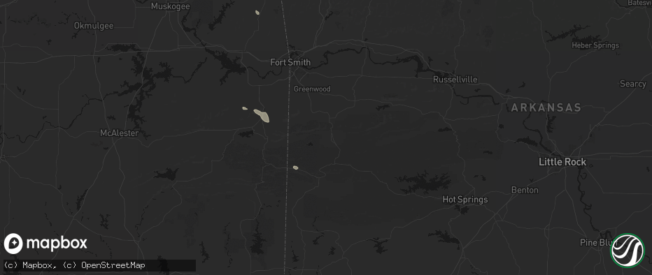 Hail map in Waldron, AR on June 2, 2026