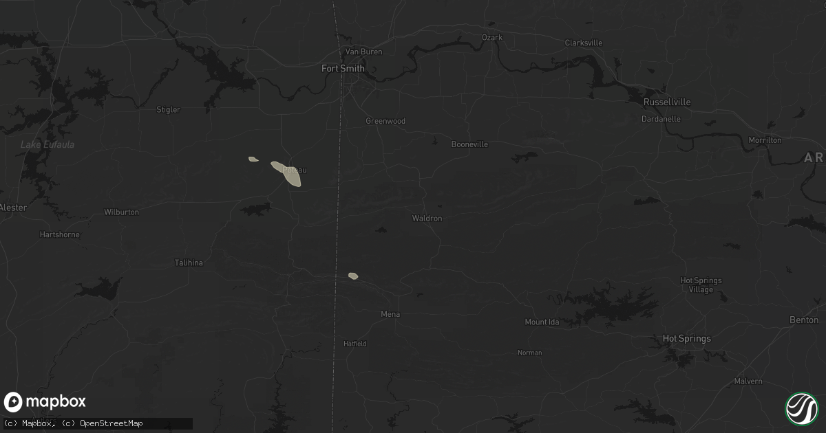 Hail map in Waldron, AR on June 2, 2026