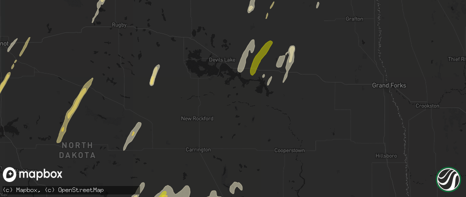 Hail map in Warwick, ND on June 2, 2026