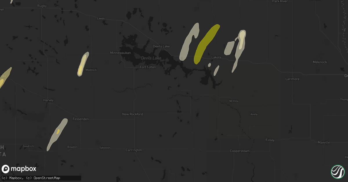 Hail map in Warwick, ND on June 2, 2026