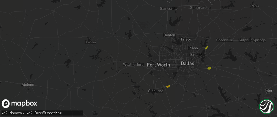 Hail map in Weatherford, TX on June 2, 2026
