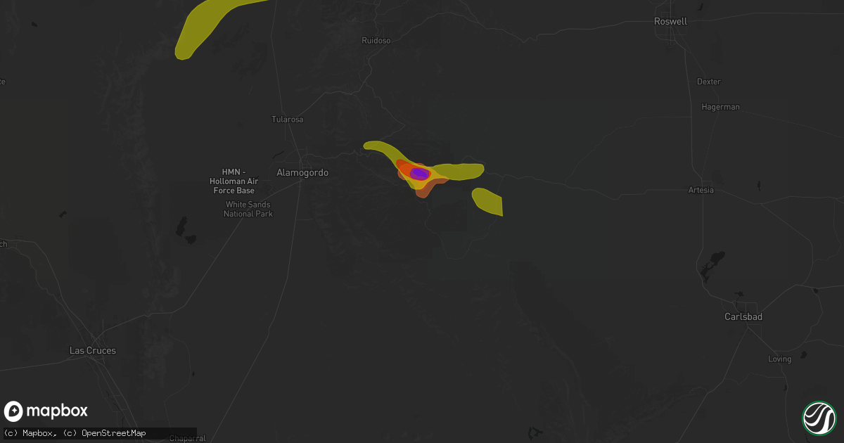 Hail map in Weed, NM on June 2, 2026